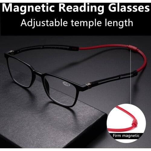 GLAUSA Blue Light Blocking Glasses Magnetic Reading Glasses Portable Hanging Neck Reading Glasses Round Glasses Men Eyewear +1.5