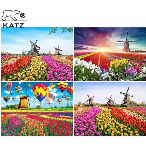 Hot Air Balloon Diamond Painting Flower Field Embroidery Crossing Diy Mosaic Art Gift Living Room Cross Stitch Home Decoration