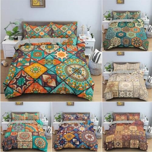 3D Printed Bohemian Duvet Cover Set Ethnic Mandala Bedding Set For Bedroom Quilt Cover King Twin Single Size Home Textile 2/3Pcs
