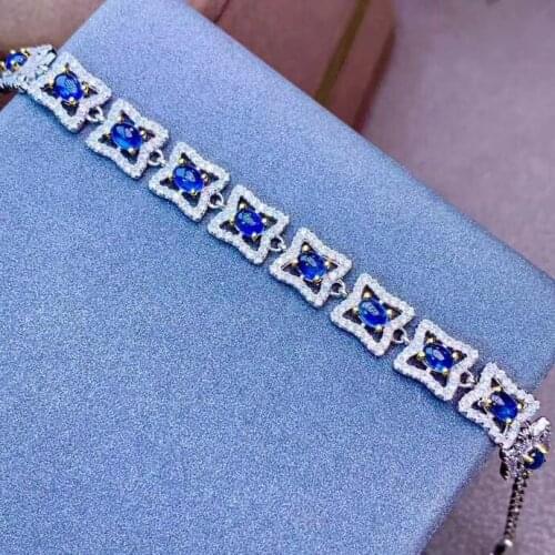 New Coming Natural and Real Sapphire bracelet Free shipping 100% Real natural sapphire Bracelet 925 sterling silver Bracelet