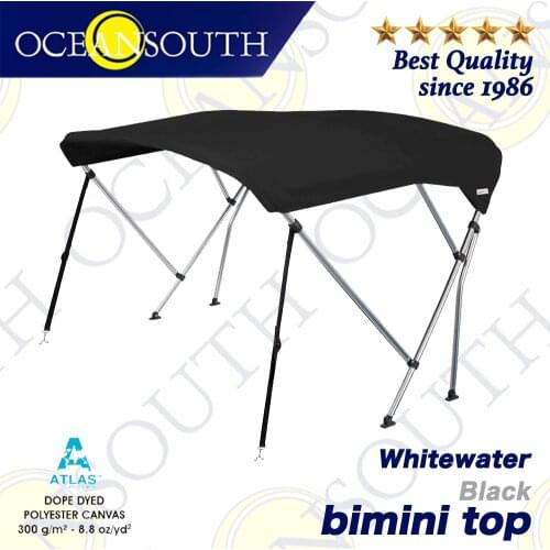 Oceansouth Whitewater Bimini 1.3-2.3m 25mm Aluminium Tube Marine Grade Boat-cover Top Canopy Water Sun proof UV Protection Black