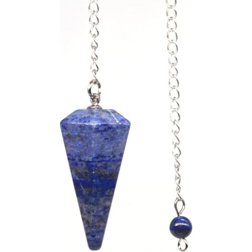 Natural Gemstone Lapis Lazuli Bonded Pendulum Healing Crystal Reiki Dowsing Energy Chakra Tool