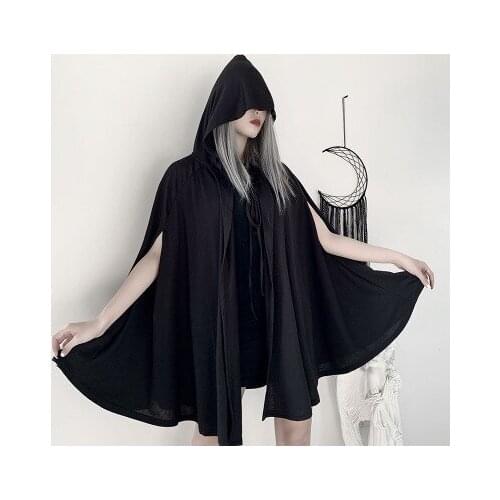 Pullover casual womens Hooded Sweater solid color Pullover Cape dark Gothic high priest Cape vampire coat Lolita sleeveless