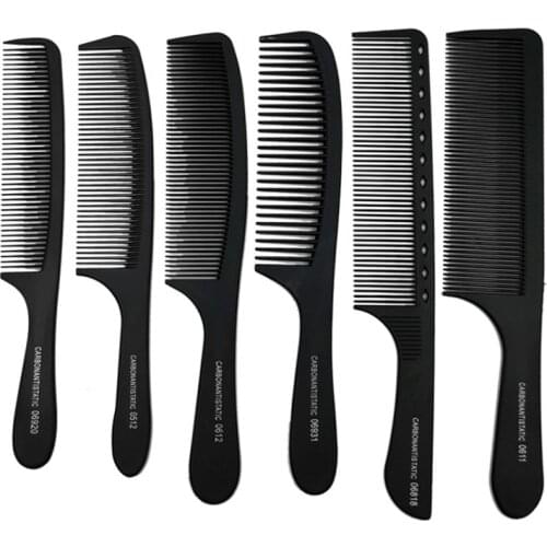 2pcs Black Hair Salon Comb Hairdressing Carbon Comb Antistatic And Heat Resistant Hairdresser Cutting Comb In Carbon Material