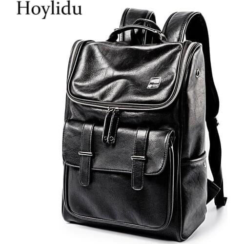 PU Leather Backpack Men Shoulders Bag Casual Business Travel Large Capacity Waterproof Laptop Backpacks School Bags For Teenager