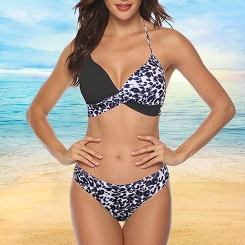 Sexy Halter Bikinis Women Swimsuit High Waisted Bathing Suit Two Piece Pachwork Push Up Bikini Set Plus Size Beachwear Biquini