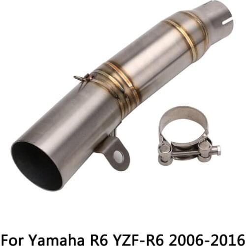 Mid Pipe for Yamaha R6 YZF-R6 2006-2016 Motorcycle Exhaust Pipe Slip On 61 mm Rear Escape Stainless Steel Reserve Original Cat