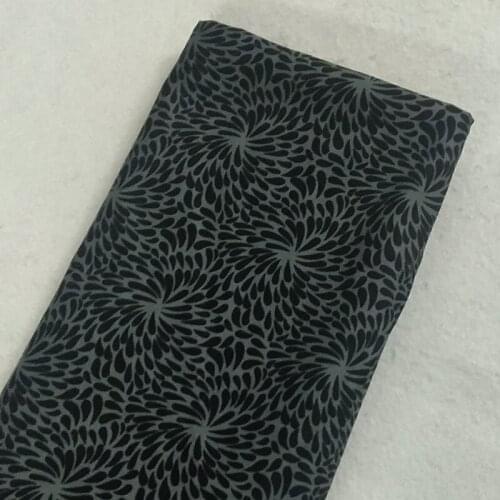 Graceful Black Petal Blooming Flowers Printed Cotton Fabric 50x105cm Floral Fabric Patchwork for Cloth Dress Party Home Decor