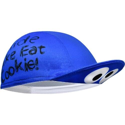 Ride Bike Eat Cookie Cycling Caps Breathable Blue Bike Wear Hat One Size Team Bicycle Headwear
