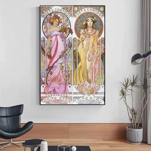 Alphonse Mucha Vintage Illustration Canvas Posters And Prints Decorative Art Nouveau Canvas Paintings Wall Art Piuctures Cuadros