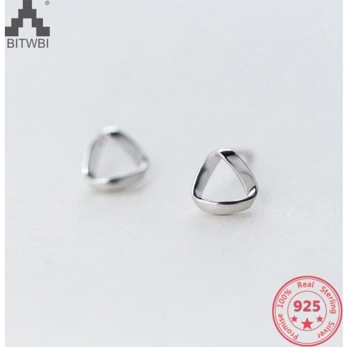 Hot S925 Sterling Silver Fashion Simple Cute Geometric Triangle Stud Earrings Jewelry for Women