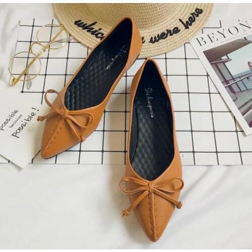 2020 Pointed Fashion Women Flat Shoes Wild Joker Comfort New Spring Shoes Shallow High-quality Leather Simple Shoe Female W38-46