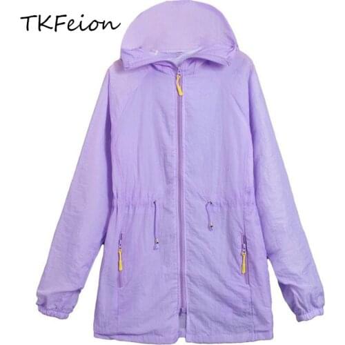 Women Sunscreen Coats 2019 Summer Fashion Ladies Trench Light Thin Breathable Anti-ultraviolet Female Casual Hooded Coats