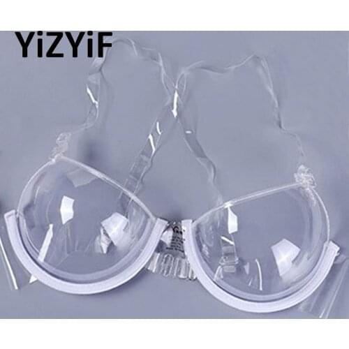 Women Sexy Clear Plastic Bras PVC Transparent Invisible Push Up Bras