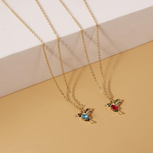 Crystal Hummingbird Charm Necklace For Women Fashion Gold Color Creative Zircon Animal Pendant Choker Female Girl Party Jewelry