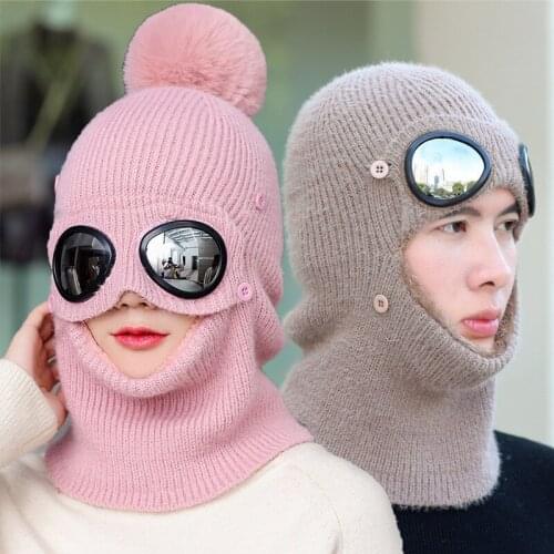 Winter Hat Glasses Skullies Beanies Hats Winter Beanies For Men Women Wool Scarf Caps Balaclava Mask Gorras Bonnet Knitted Hat