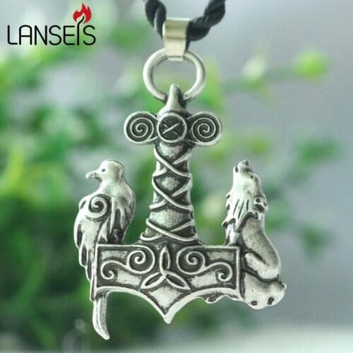 Lanseis 1pcs dropshipping wolf and raven men pendant viking wolf necklace ancient raven bird women pendant jewelry