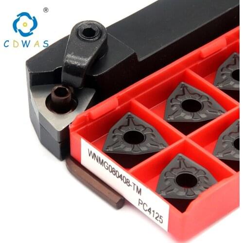 10PCS WNMG080408 TM PC4125 Carbide Inserts + 1PC MWLNR1616H08 Turning Tool Holder CNC Lathe Cutter Tool Set For Steel