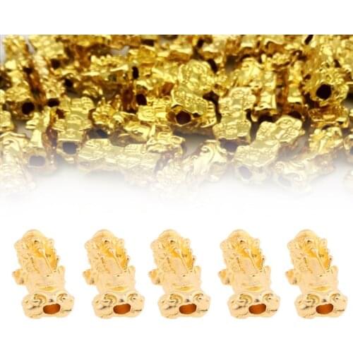 10Pcs Golden Wealth Porsperity Pi Xiu Beads Pi Yao Charm Bracelet Jewelry Making