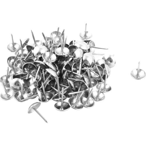 Family Office Metal Furniture Tack Nail Wall Pushpin Silver Tone 10 x 15mm 100pcs
