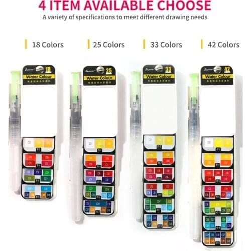 18/25/33/42 Colors Watercolor Paint Brush Pen Set Artist Foldable Water Color Pigment Student Field Sketch Outdoor Painting Tool