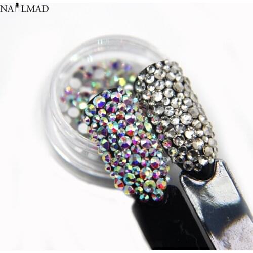 250pcs/box Crystal AB Rhinestone Shiny White Nail Rhinestones Mix Flatback Nail Art Decoration Accessory