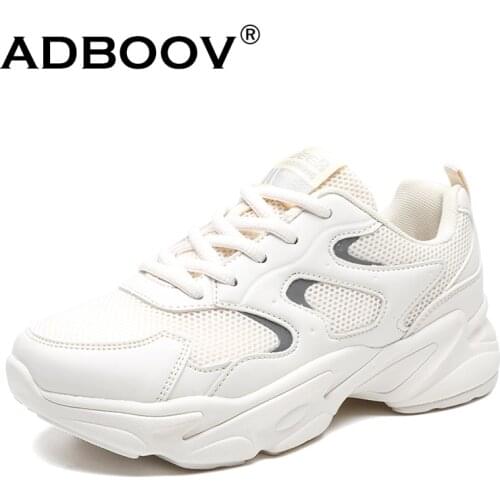ADBOOV Breathable White Sneakers Women Spring Summer Platform Casual Shoes Woman Mesh Tenis Feminino