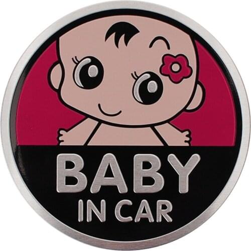 Car Accessories Metal Sticker Badge Baby Photo Label for Volkswagen Toyota Opel Nissan Volvo Peugeot Audi BMW Ford Mini Cooper