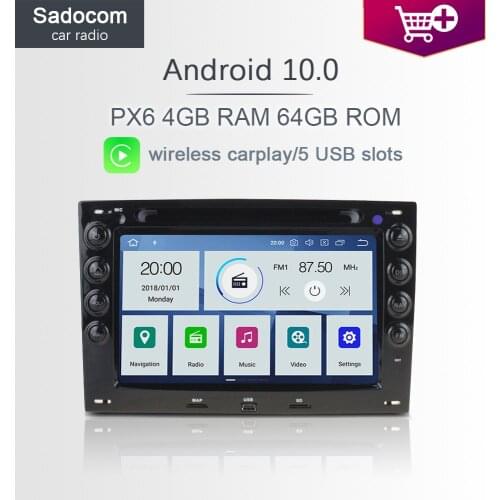 PX6 1 din Android 10.0 Car DVD Player 6 Core 4GB RAM+64GB ROM navigation RDS autoradio For Renault Megane 2 ii 2003-2009 2010