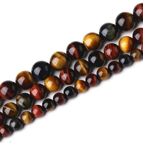 4-16mm Round Mixed Color Tiger Eye Stone Beads Natural Gem Stone Beads For Jewelry Making Beads Bracelets 15'' DIY Beads Trinket