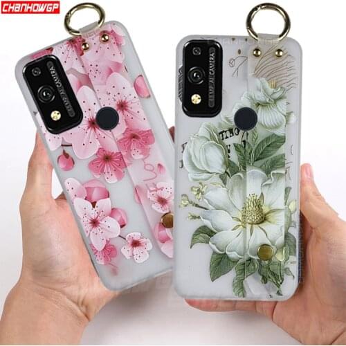 3D Flower Soft Wristband Case For Huawei P40 P30 Lite Pro P Smart Z Y7P Y8P Y8S Honor 9X 9C 10i 20 Lite 30 Pro Plus 30S Cover