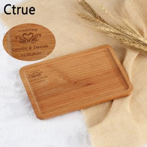 Personalized engraved Wooden Tray Dinner Plate Food Dessert Tea Plate wedding favors and gifts for guest wedding souvenirs