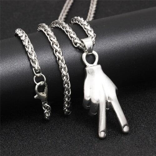GOINHOT 12pcs/lot Hip hop Victory Gesture Necklace Creative Individuality man Jewelry 2020 new necklace for women