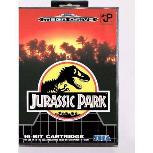 Jurassic Park Game Cartridge 16 bit MD Game Card With Retail Box For Sega Mega Drive For Genesis