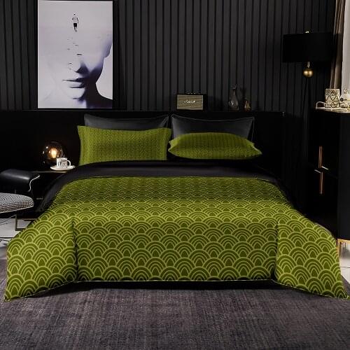 Matcha Green Geometry Pattern Duvet Cover Set With Pillowcase,210x210 Quilt Cover,140×210 Blanket Cover,Luxury Bedding Set