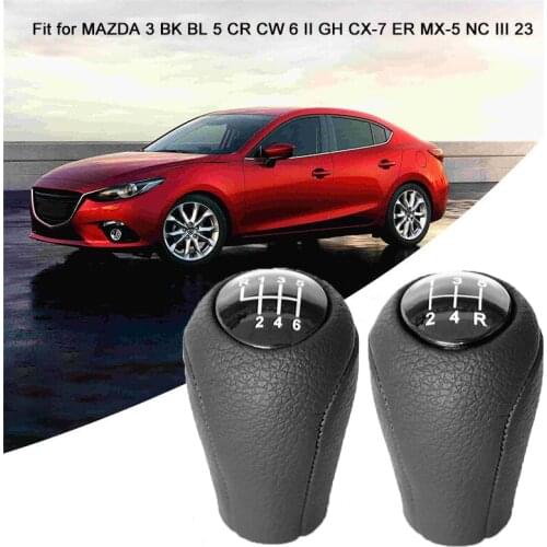 MT Leather Shifter Lever Arm Headball for MAZDA 3 BK BL 5 CR CW 6 II GH CX-7 ER MX-5 NC III 23 Leather 5/6-Speed Gear Shift Knob
