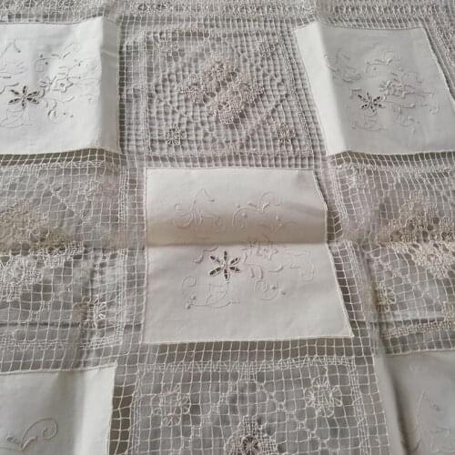 Cotton Filet Lace Tablecloths Tuscany Embroidery Handmade Crocheted Home Party Japanese Style Table Cover Square 85x85cm
