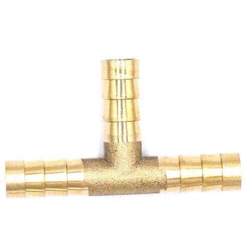 Hose Barbed I/D 8mm Tee 3 Ways Brass coupler Splicer Connector fitting for Fuel Gas Water