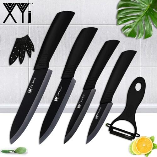 XYj Multi-Color Ceramic Knife 3 4 5 inch + 6 inch Kitchen Knives Cooking Set +Peeler Fruit Chef Knife Vegetable Cooking Tools