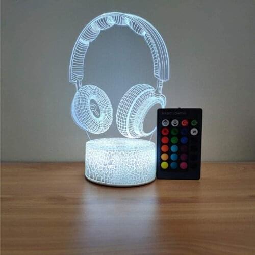 LED Night Light Earphone Shaped Childrens 3D Night Light Color Touch Remote USB Bedside Mood Light Birthday Gift Children