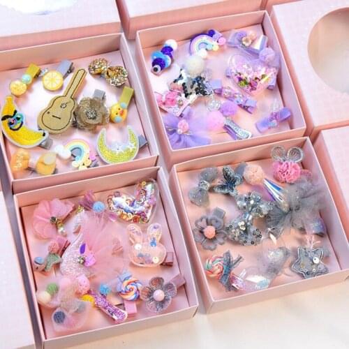 New Children Hair Accessories Princess Crown Hairpins Lace Swan Rabbit Hair Clips for Girls 10Pcs/Set Headwear Set Gift Boxed