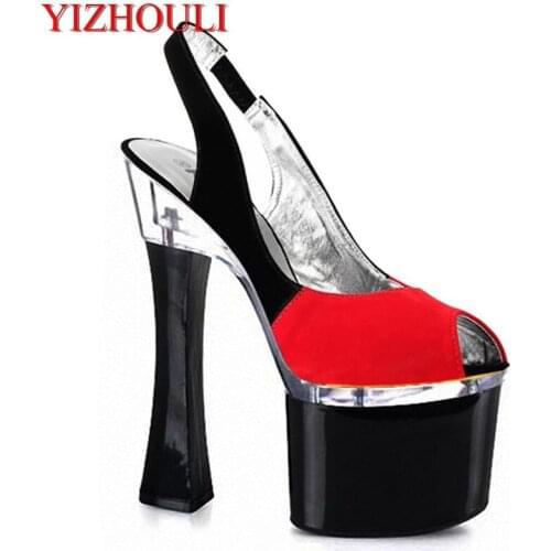The new color matching stage party dress shoes Star magazine with super high heels 18 cm high sandals