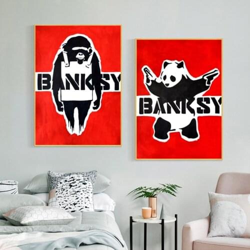 Monkey Panda Animals Posters and Prints on Canvas Banksy Art Painting Wall Art Decorative Pictures Kids Room Living Room Decor
