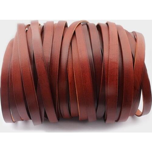 5 Yards 10mm flat leather cord Brown 10x2mm Flat Genuine Real Leather Jewelry Cord for Bracelet Jewelry Findings Accessories