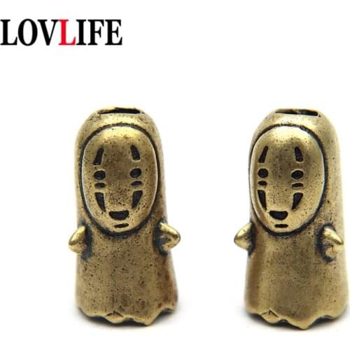Retro Brass Cartoon Anime Faceless Ghost Umbrella Rope DIY Lanyard Jewelry Pendant Car Key Chain Accessory No Face Paracord Bead