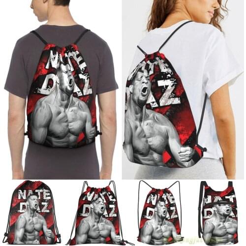 Nate Diaz Men Purpose Drawstring Backpack Bags Women Outdoor Travel Backpacks Gym Training Swimming Fitness Bag