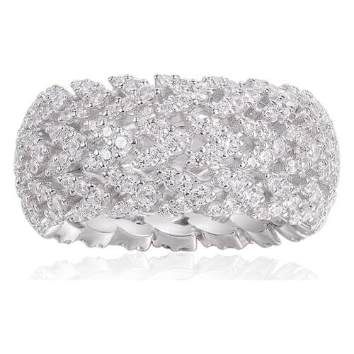 SLJELY Luxury Couture 925 Sterling Silver Big Ears of Wheat Heart Shap Finger Ring Full Micro Cubic Zirconia for Women Jewelry