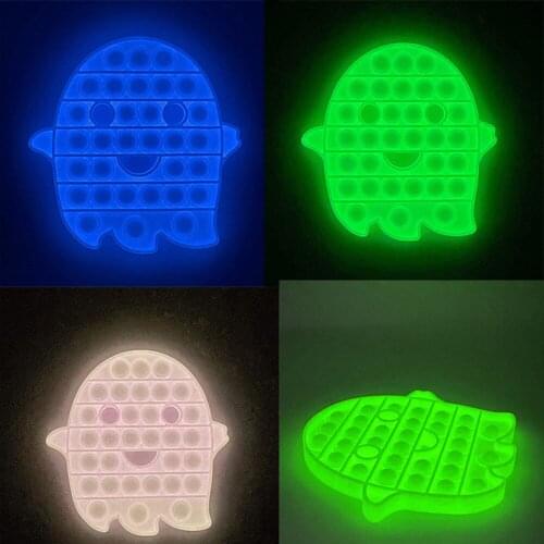 Luminous Antistress Toy Push Bubble Halloween Pumpkin Ghost Fidget Toys Autism Adult Stress Relief Squeeze Squishy Children Game