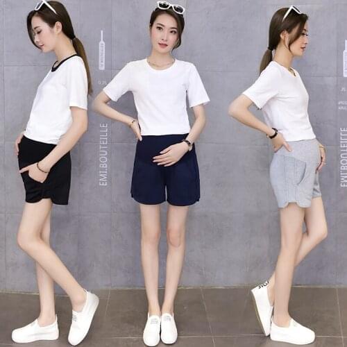 2021 Outside Loose Maternity High Waist Belly Trousers Plus Size Short Pants Summer Pregnant WomenCasual Sports Abdomen Pants