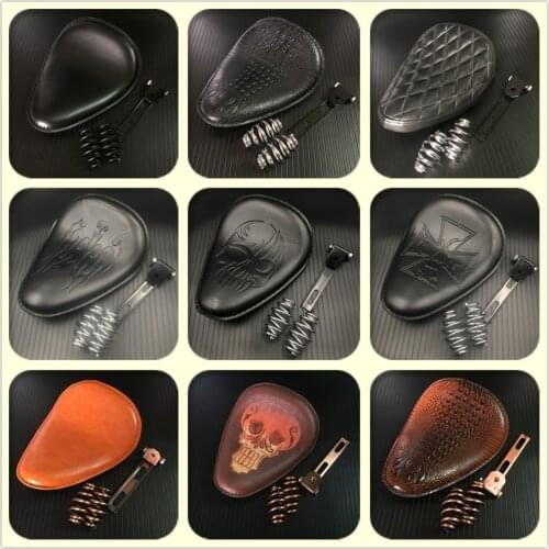 Universal Black Triclicks Motorcycle Solo Seat Leather Saddle Seat Seat Cover For Harley Honda Yamaha Chopper Bobber Custom